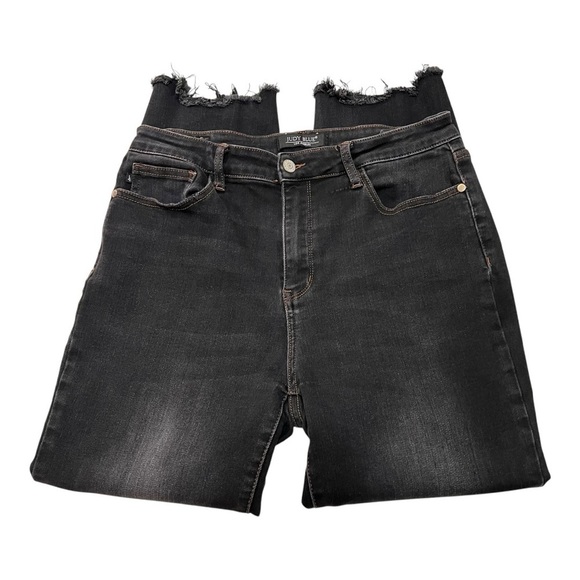 Judy Blue Black Distressed Cropped Straight Leg Stretch Denim Women’s 31 - Picture 8 of 15